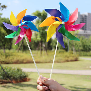 16cm acht blättrige achtfarbige Plastikspielzeug-Windmühle für Kinder Garten-Patio-Dekorations windmühle im Freien - Product Image 6
