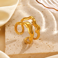 Femme rétro tempérament Double couche anneau polyvalent ouverture ligne anneaux Ins Style mode à la mode électrolytique bijoux