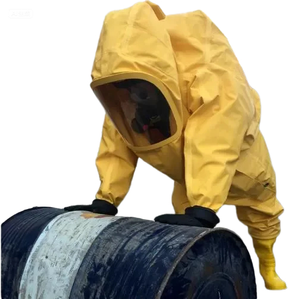 Combinaison de protection chimique jaune/rouge robuste et étanche aux gaz avec sac de transport SCBA pour opérations anti-incendie et produits chimiques dangereux - Product Image 4
