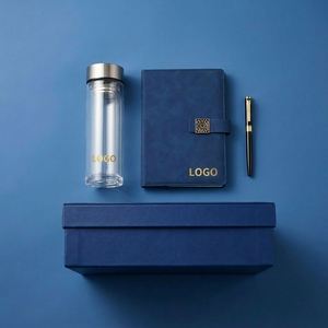 Ensembles de papeterie de bureau de luxe personnalisés, organiseur en similicuir gravé sur mesure avec tasse à thé en verre haut de gamme et stylet - Product Image 5