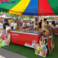 Congélateur commercial à température unique de 661 L avec porte vitrée incurvée et éclairage LED pour la réfrigération des glaces en supermarché