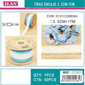 Strisce di pizzo Iln 2,3 cm x 17 m colore crema per artigianato e cucito - Product Image 3