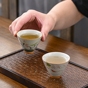 Lukisan tangan keramik cangkir Master keramik cangkir teratai mangkuk teh Kung Fu Cina antik cangkir meditasi peralatan minum teh 60ml - Product Image 6