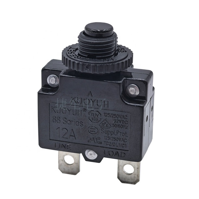KUOYUH 88 Series 12A125/250VAC 32VDC Circuit Breaker Current Overload Protection Switch for Power Strip and Equipment