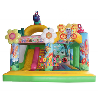 Château gonflable commercial pour enfants, thème animal, château gonflable combiné papillon et abeille, avec toboggan