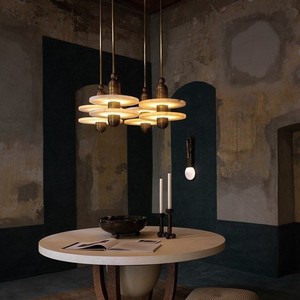 Lampe suspendue en marbre minimaliste nordique, 18cm, ronde, LED, à tête unique, pour salle à manger, chambre à coucher, hôtel, luminaire - Product Image 3