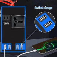 Convertisseur d'alimentation portable pour voiture 1500W DC 12V/24V vers AC 220V avec 4 ports USB, chargeur rapide, prise universelle pour voiture