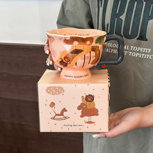 Taza de agua de cerámica artística creativa, nuevo estilo 2026, para mujer, oficina, hogar, desayuno, café - Product Image 3