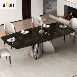 <span class=keywords><strong>Alta</strong></span> capacidad de carga Precio de fábrica Tablero de cocina de mármol Muebles tapizados Home Deco Metal Negro Brillo <span class=keywords><strong>Mesa</strong></span> de comedor - Product Image 1