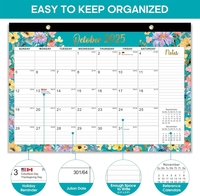 Cetak Kalender 2026-2027 21 Bulan Desain Floral 17x12 Inci Logo Kustom Cetak Digital untuk Kalender Dinding Rumah Kantor