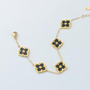 Pulsera de Acero Inoxidable con Baño de Oro de 18K para Mujer, Impermeable, Antideslustre, con Diseño de Trébol, Flor de la Suerte, Serpiente y Eslabones Cubanos, Joyería - Product Image 4