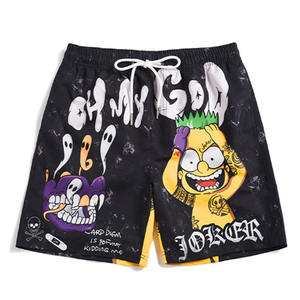 남성 탄성 허리띠 비치 반바지 100% 폴리에스터 힙합 스타일 남성용 수영 반바지 트렁크 지원 사용자 정의 로고 - Product Image 2