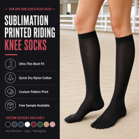 Chaussettes de créateur à logo personnalisé, ultra-fines, à séchage rapide, hautes jusqu'au genou, pour l'équitation et l'entraînement équestre des femmes, service tout-en-un