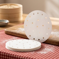 Accessoires de cuisine pour la pâtisserie, revêtement en silicone de qualité alimentaire, écologiques, jetables, doublures rondes perforées en bambou pour cuiseur vapeur