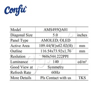 Écran OLED 5,0 pouces 960x544 IPS AM-OLED, panneau à large angle de vision, module portable, carte AD vers MIPI DSI AMS495QA04, écran de jeu