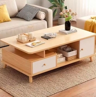 Table basse extensible en bois massif de style nordique moderne Ben Wood Ease, design de pieds simple, meubles de salon, garantie 1 an