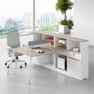 Escritorio Doble Moderno de Alta Gama con Amplio Espacio de Almacenamiento, Estructura Resistente, Fácil de Montar, Apto para Uso en Edificios de Oficinas - Product Image 4