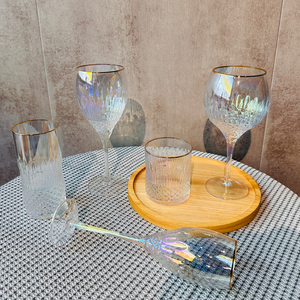 Flûtes à <span class=keywords><strong>champagne</strong></span> en cristal irisé de luxe Raymond Wholesale, bord doré, verre taillé, pour mariage, fête, hôtel, banquet - Product Image 2