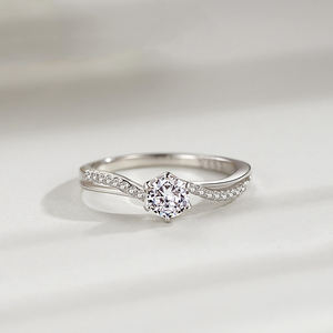 แหวนเซอร์โคเนียทรงลูกบาศก์5A เงินสเตอร์ลิง925ของผู้หญิงสวยงามแหวนเจ้าสาวที่ทำให้เสื่อมเสียสัญญาเครื่องประดับผู้ผลิตจีน - Product Image 3