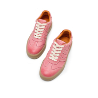 Baskets basses décontractées en cuir style rétro allemand pour femmes, chaussures de skate avec semelle en caoutchouc
