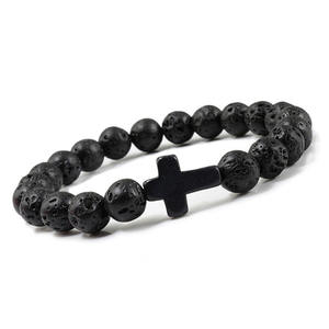 KOMI-Bracelet de Bijoux Religieux en <span class=keywords><strong>Pierre</strong></span> <span class=keywords><strong>Volcanique</strong></span>, Bracelet de Perles de Turquoise Multicolore, Croix, Yoga, Bouddha, Cadeau - Product Image 6