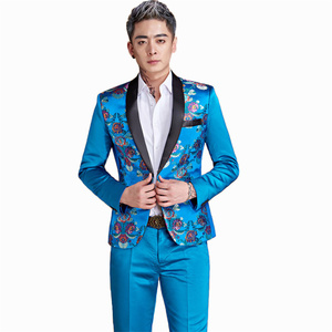 Abito di alta qualità <span class=keywords><strong>da</strong></span> uomo con colori stampati <span class=keywords><strong>da</strong></span> Studio, maestro di cerimonie, completo <span class=keywords><strong>da</strong></span> uomo con colletto <span class=keywords><strong>blu</strong></span> - Product Image 4