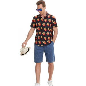 Camisa Hawaiana de Manga Corta para Hombre, con Logotipo Personalizado, Transpirable, Diseño de Camiones de Comida, Estilo Tropical y Casual - Product Image 3