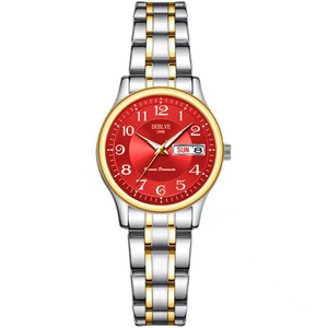 Reloj de Cuarzo de Lujo para Mujer, Reloj de Pulsera de Acero Inoxidable Dorado, Reloj de Dama con Calendario - Product Image 5