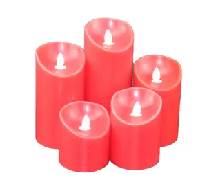 Custom Moving-flame battery-operated pure white flickering led pillar candles