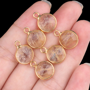 Colgante facetado pulido de cobre chapado de 10 mm de corte redondo para accesorios de joyería DIY, collares y pendientes - Product Image 6