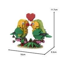 Bloques de Construcción Educativos Personalizados, Lindos Mini Loros Enamorados, 50 Piezas, Rompecabezas de Animales de Plástico ABS, Juguete de Ladrillos para Niños