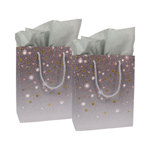 Bolsa de Papel Kraft Blanca con Asa y Estampado Dorado en Caliente, Materiales Reciclados CMYK para Empaque de Regalos Navideños - Product Image 4