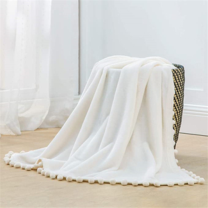 Couverture avec <span class=keywords><strong>pompon</strong></span> et franges, 1 pièce, Super douce, chaude, en microfibre, polaire, lavable, grande taille, toutes saisons - Product Image 3