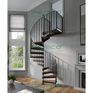 易于安装的黑色不锈钢室内阁楼螺旋楼梯菲律宾设计