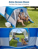 Tente de camping pour SUV 5-9 personnes avec espace moustiquaire, tente familiale pour voiture, tente de camping imperméable avec extension pour hayon de véhicule et auvent