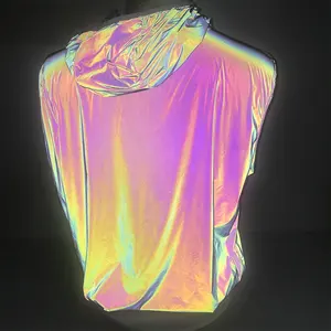 Бесплатный образец радужной светоотражающей нейлоновой ткани для модной куртки