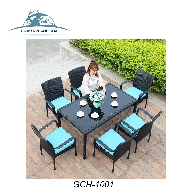 De mimbre silla y mesa de comedor moderna de mesa al aire libre y silla conjunto