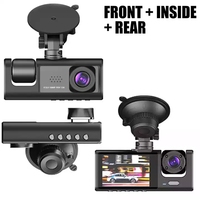 3 lentes Auto Dvr 24H Dash Cam Grabadora de video delantera y trasera Visión nocturna Auto Dashcam Video Recorder 1080P Black Box