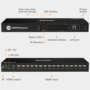 Tesmart 16x1 Video <span class=keywords><strong>Selector</strong></span> với EDID emulators cho giám sát Hot cắm IR Lan RS232 16 <span class=keywords><strong>Port</strong></span> <span class=keywords><strong>HDMI</strong></span> Switcher - Product Image 2