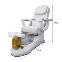 Chaises de spa pour les pieds en cuir rose sur base blanche luxueuse, inclinables, avec massage électrique, nouvelle chaise de pédicure pour salon de manucure avec lampe