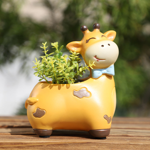ROOGO Dễ Thương Kỳ Dị Chậu Cây Hươu Cao Cổ Mini Nhựa Mọng Nước Dụng Cụ Bào Chậu Hoa Nhỏ Để Bàn Trang Trí Văn Phòng Tại Nhà Quà Tặng - Product Image 4