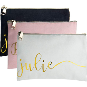 Custom Beauty Cosmetic <b>Bag</b> Toiletry Organic Cotton Canvas Cosmetic Pouch with Custom Bronzing Printing - Product Image 1