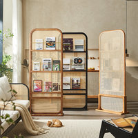 Étagère d'art simple en rotin nordique tressé, meuble mobile pour la maison, design durable pour la chambre à coucher, le salon, l'entrée, écran de séparation