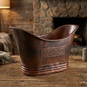 Bañera de Cobre Martillado Rústico, Pieza Elegante para Mejorar el Baño - Product Image 1