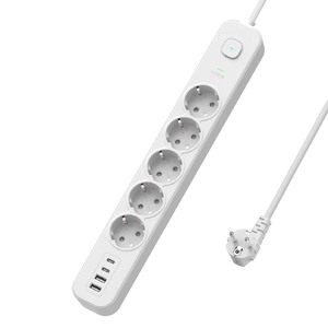ช่องเสียบสายไฟ5AC EU พร้อ<span class=keywords><strong>ม</strong></span>พอร์ต USB 4พอร์ตป้องกันไฟกระชาก1.8<span class=keywords><strong>เมตร</strong></span> - Product Image 2