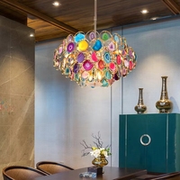 Nouveau design de lustre en pierre d'agate colorée pour hôtel, éclairage pour restaurant