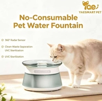 Fontaine à eau automatique intelligente pour chats, verre de qualité alimentaire écologique, séparation des eaux usées, stérilisation UVC, radar 360°