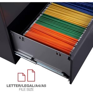 Archivador Lateral Metálico Alera de 42 x 18.63 x 28 Pulgadas con 2 Cajones para Documentos Tamaño Legal/Carta, Color Carbón - Product Image 1