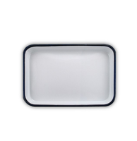 Plateaux de service carrés en acier émaillé blanc jetables modernes pour la cuisine, avec impression et logo personnalisé