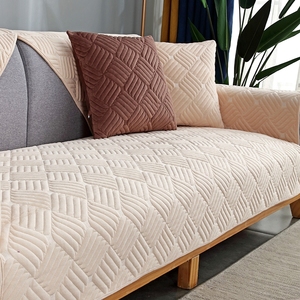 Fundas de Sofá de Franela Estilo Europeo Coreano de 7 Piezas con Brazos, <span class=keywords><strong>Beige</strong></span> Marrón Crema, Lavables a Máquina, Acolchadas - Product Image 3